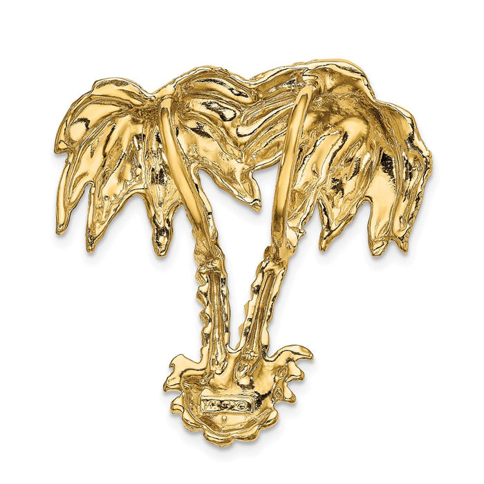 Million Charms 14K Yellow Gold Themed Double Palm Tree Slide