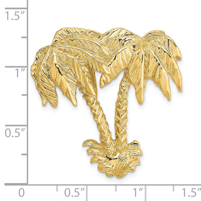 Million Charms 14K Yellow Gold Themed Double Palm Tree Slide