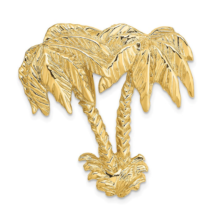 Million Charms 14K Yellow Gold Themed Double Palm Tree Slide