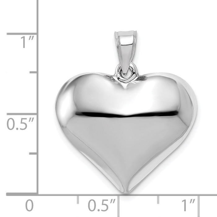 Million Charms 14K White Gold Themed Polished Hollow Heart Pendant