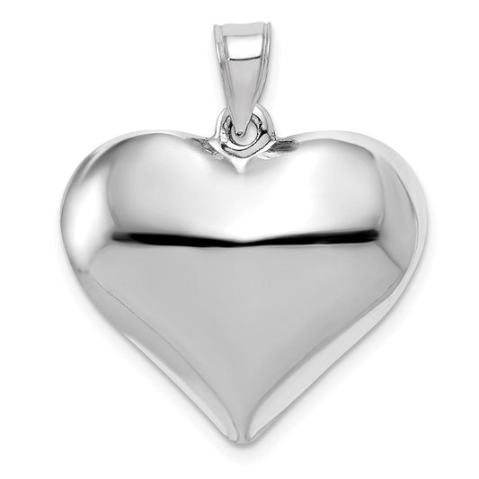 Million Charms 14K White Gold Themed Polished Hollow Heart Pendant