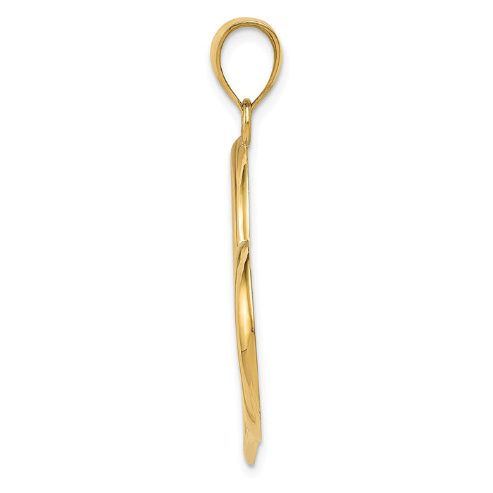 Million Charms 14K Yellow Gold Themed Polished Crooked Heart Pendant