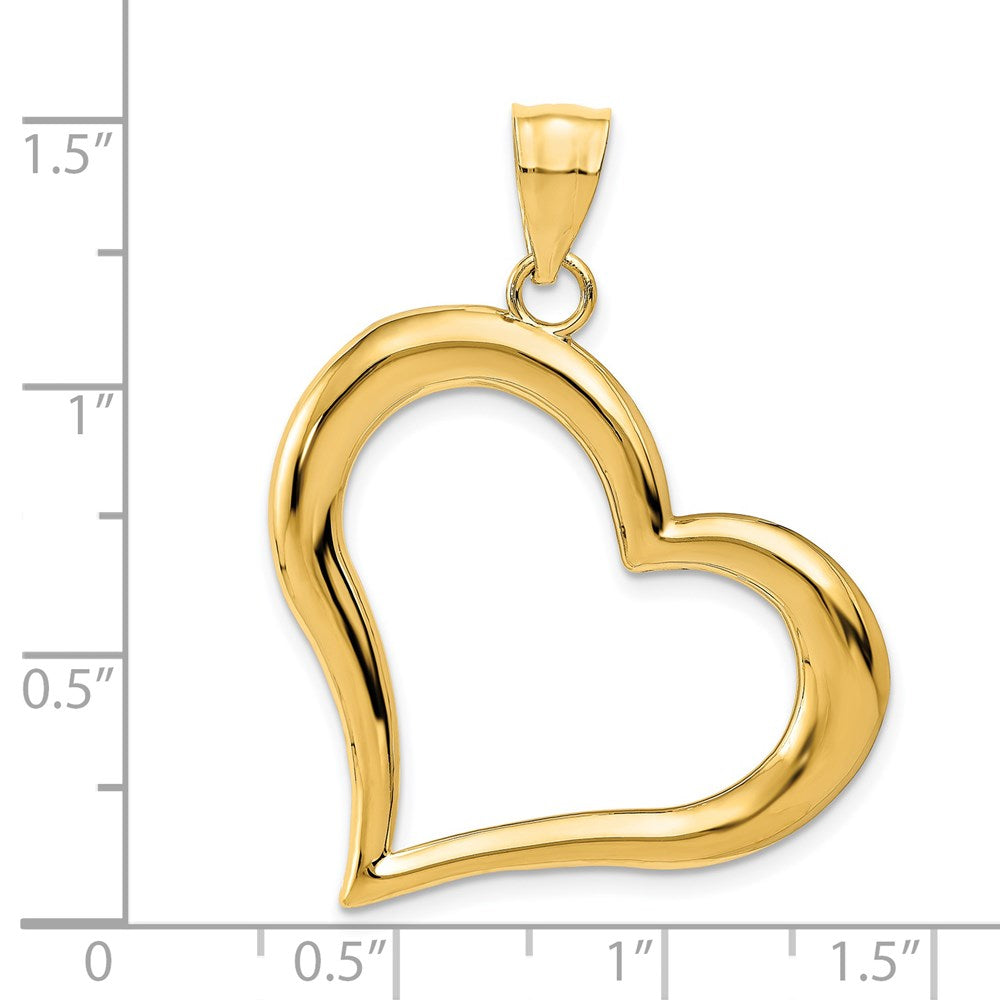 Million Charms 14K Yellow Gold Themed Polished Crooked Heart Pendant