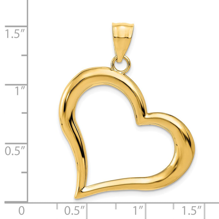 Million Charms 14K Yellow Gold Themed Polished Crooked Heart Pendant