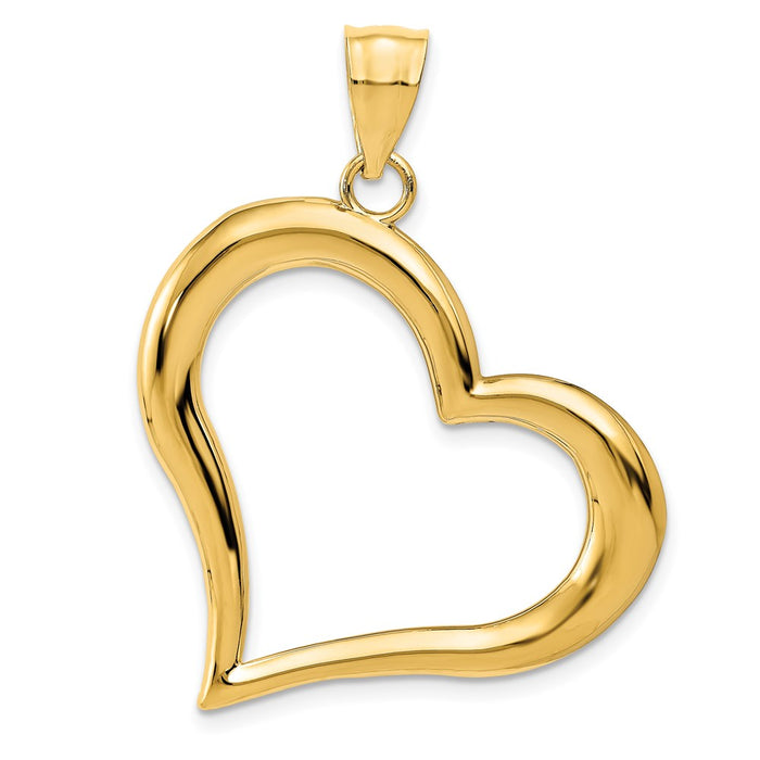 Million Charms 14K Yellow Gold Themed Polished Crooked Heart Pendant
