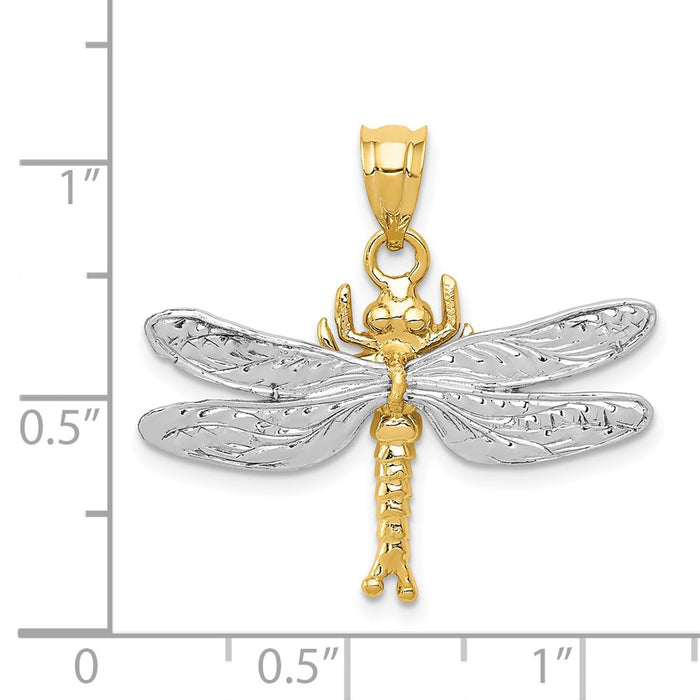 Million Charms 14K Two-Tone Dragonfly Pendant