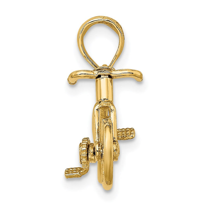 Million Charms 14K Yellow Gold Themed 3-D Moveable Bicycle Charm