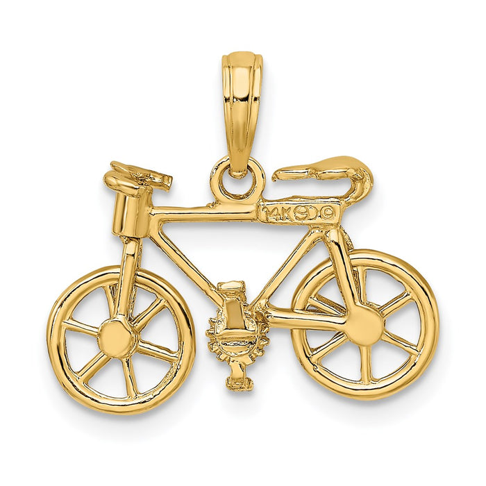 Million Charms 14K Yellow Gold Themed 3-D Moveable Bicycle Charm