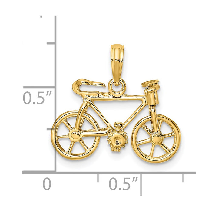 Million Charms 14K Yellow Gold Themed 3-D Moveable Bicycle Charm