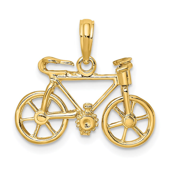 Million Charms 14K Yellow Gold Themed 3-D Moveable Bicycle Charm