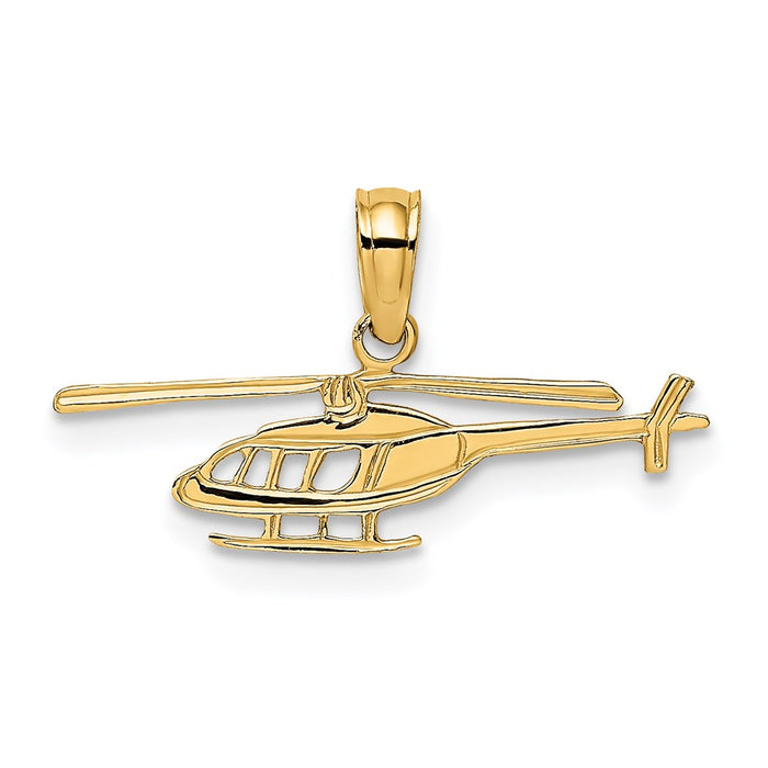 Million Charms 14K Yellow Gold Themed Helicopter Charm