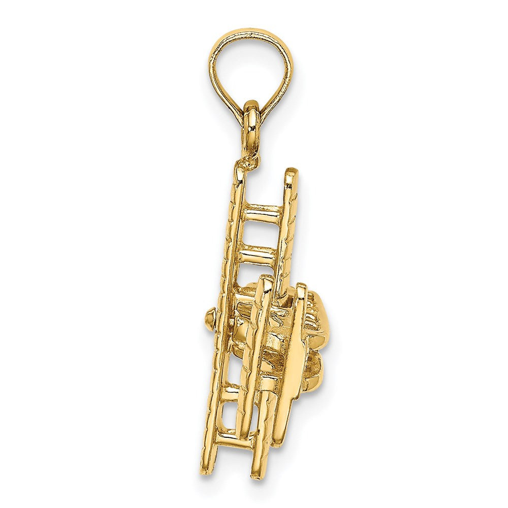 Million Charms 14K Yellow Gold Themed 3-D Bi-Plane With Ribbed Wings Charm