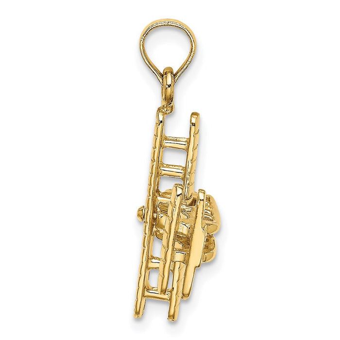 Million Charms 14K Yellow Gold Themed 3-D Bi-Plane With Ribbed Wings Charm