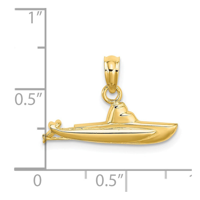 Million Charms 14K Yellow Gold Themed Submarine Charm