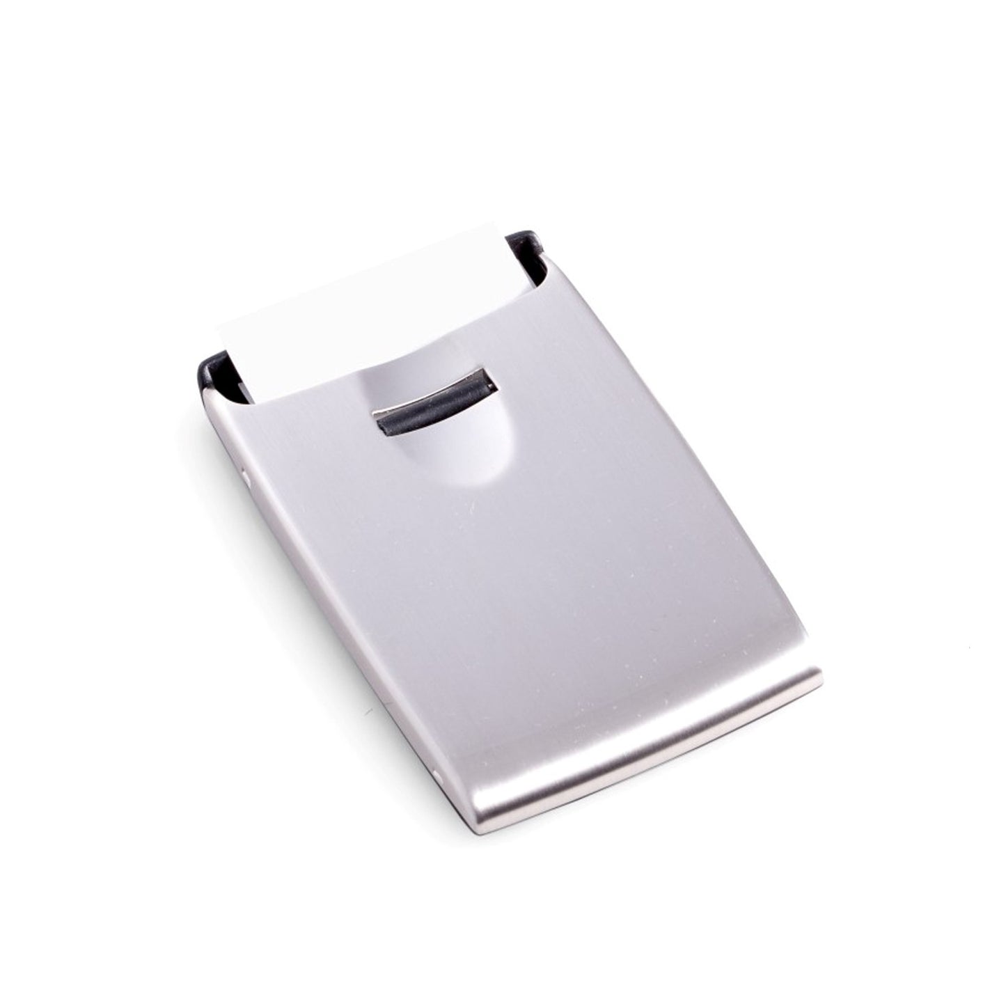 Occasion Gallery Black/Silver Color Stainless Steel & Black Rubber Roll-out Business Card Case. 4 L x 0.5 W x 2.75 H in.