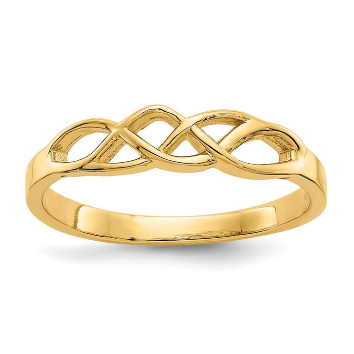 14k Yellow Gold Free Form Knot Ring, Size: 7