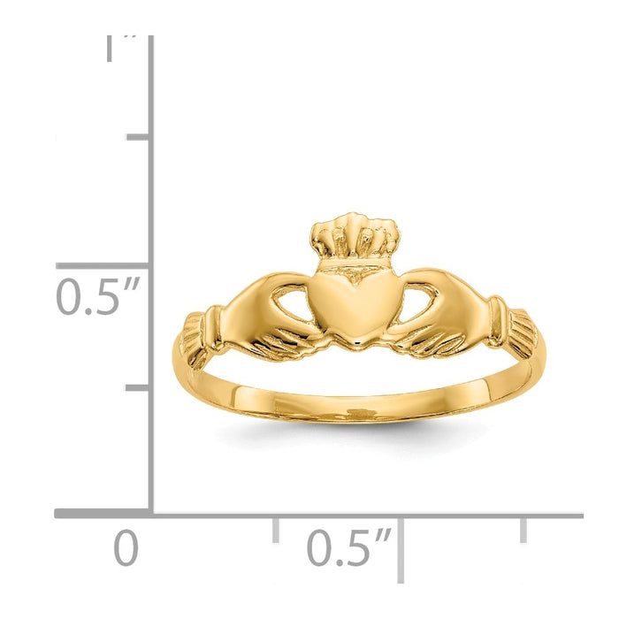 14k Yellow Gold Claddagh Ring, Size: 7