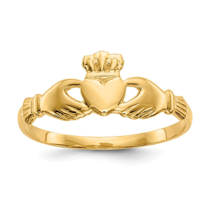 14k Yellow Gold Claddagh Ring, Size: 7