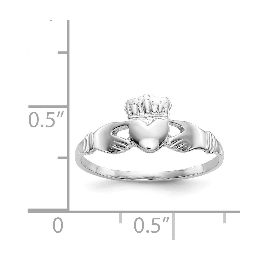 14k White Gold Ladies Claddagh Ring, Size: 6