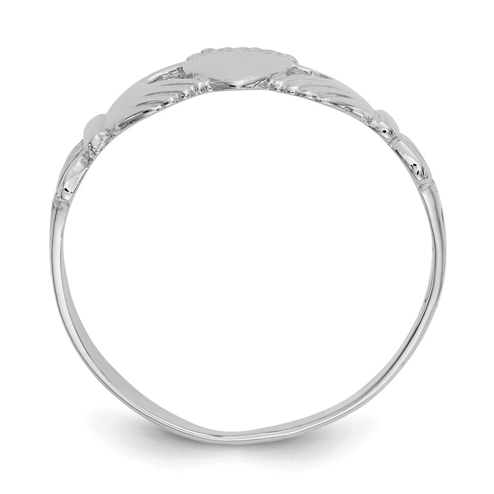 14k White Gold Ladies Claddagh Ring, Size: 6.5