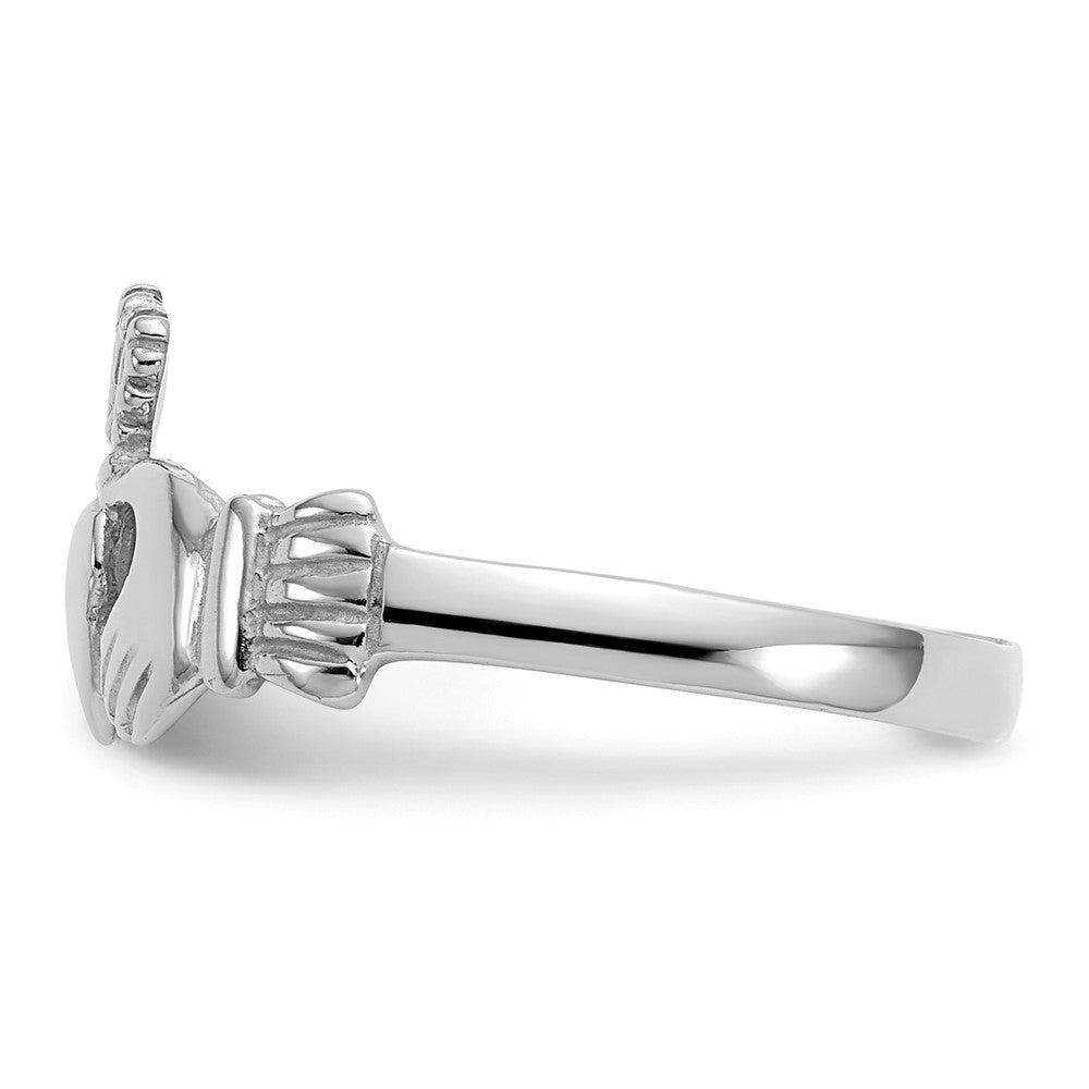 14k White Gold Ladies Claddagh Ring, Size: 6.5