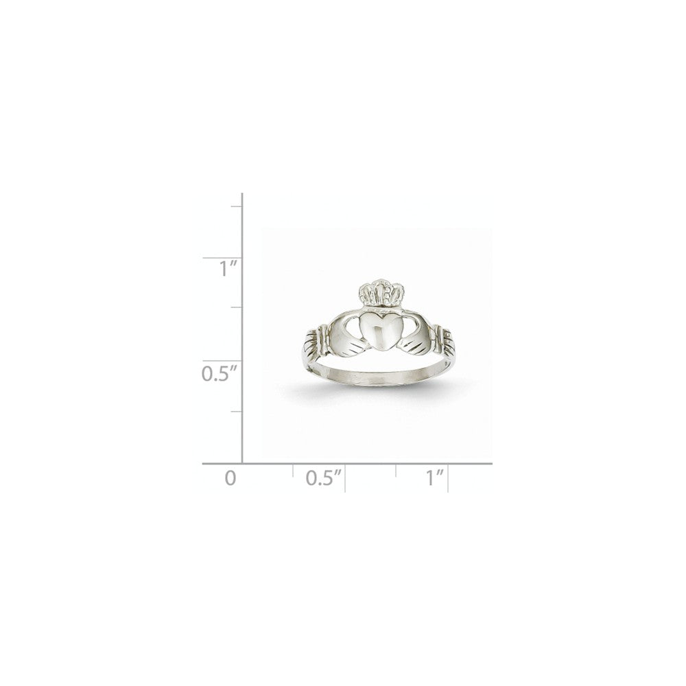 14k White Gold Ladies Claddagh Ring, Size: 6.5