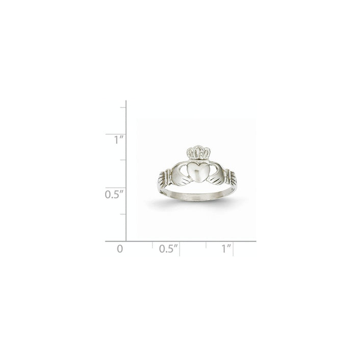 14k White Gold Ladies Claddagh Ring, Size: 6.5