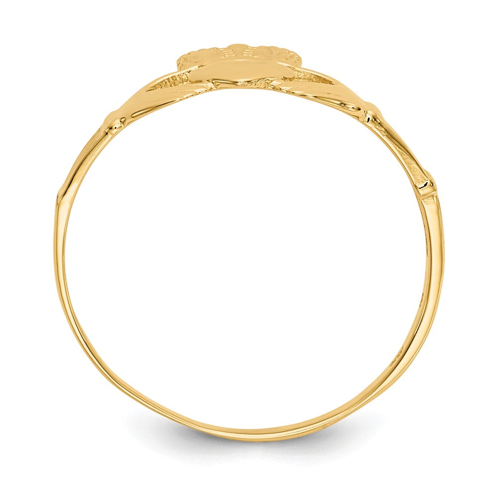 14k Yellow Gold Ladies Claddagh Ring, Size: 6