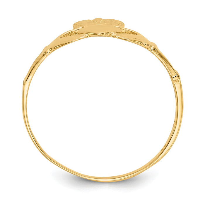 14k Yellow Gold Ladies Claddagh Ring, Size: 6