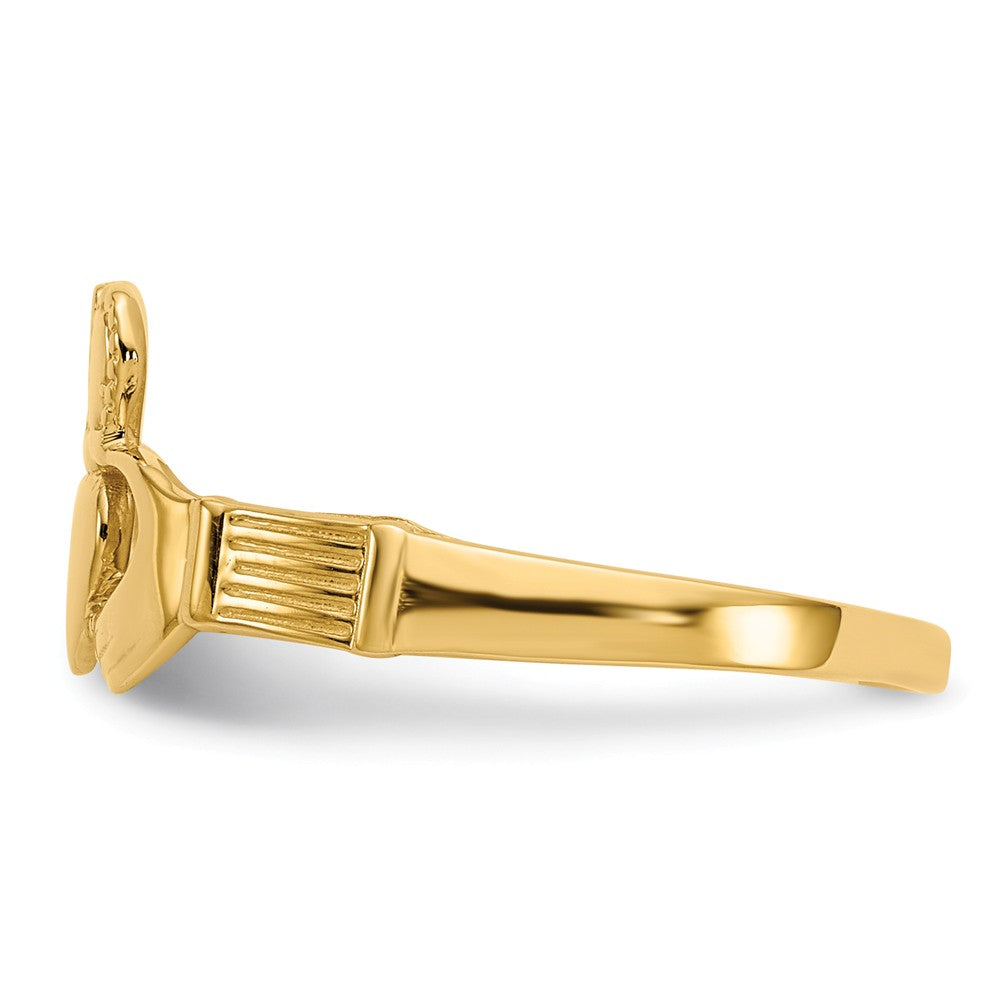 14k Yellow Gold Ladies Claddagh Ring, Size: 6
