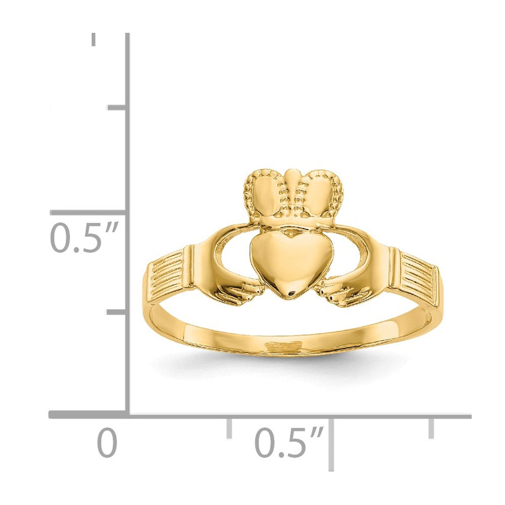 14k Yellow Gold Ladies Claddagh Ring, Size: 6