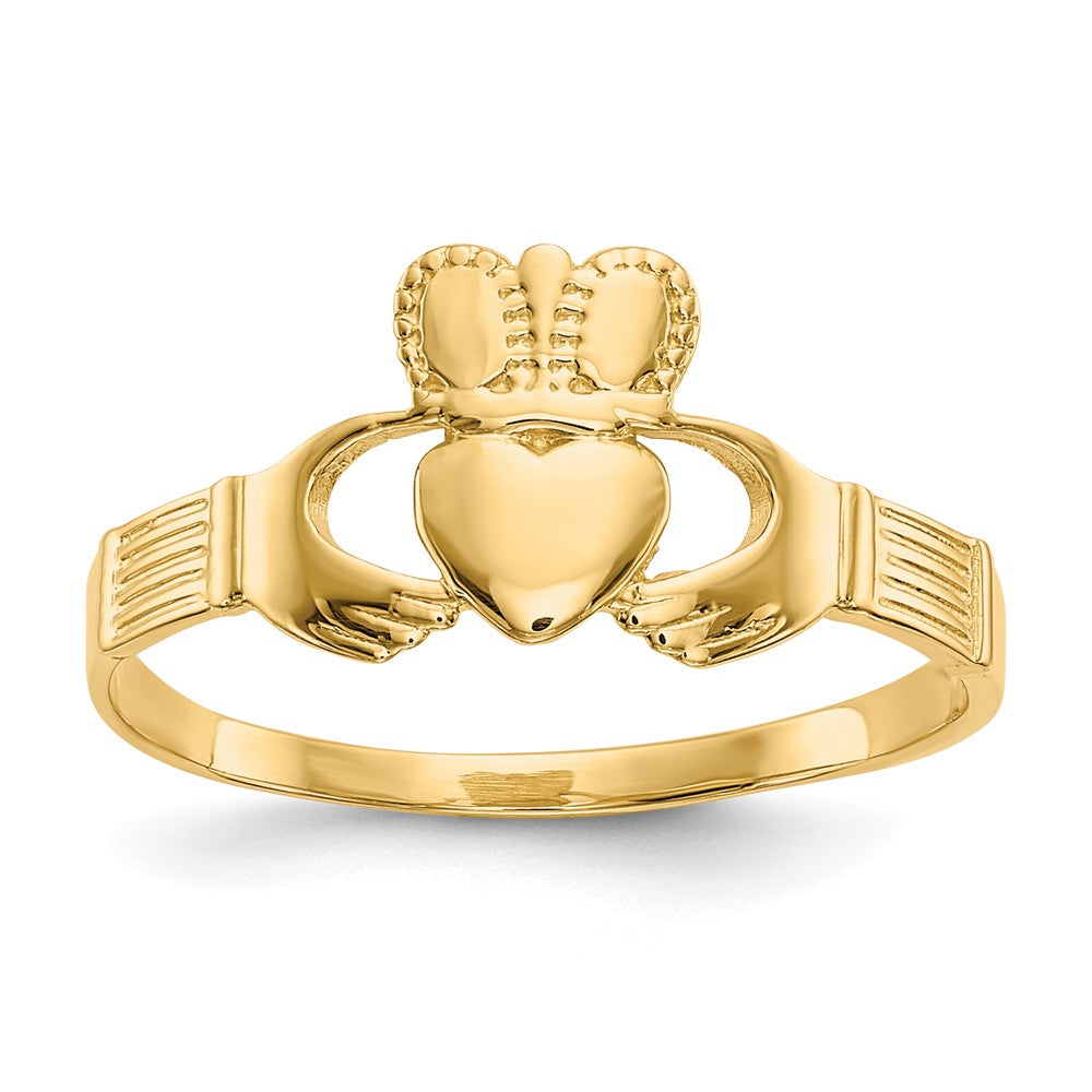 14k Yellow Gold Ladies Claddagh Ring, Size: 6