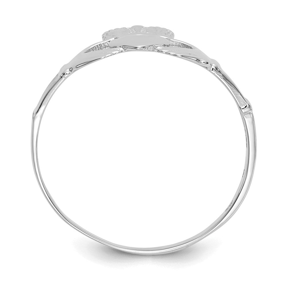 14k White Gold Ladies Claddagh Ring, Size: 6