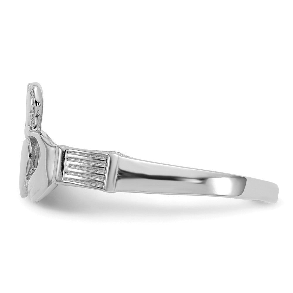 14k White Gold Ladies Claddagh Ring, Size: 6