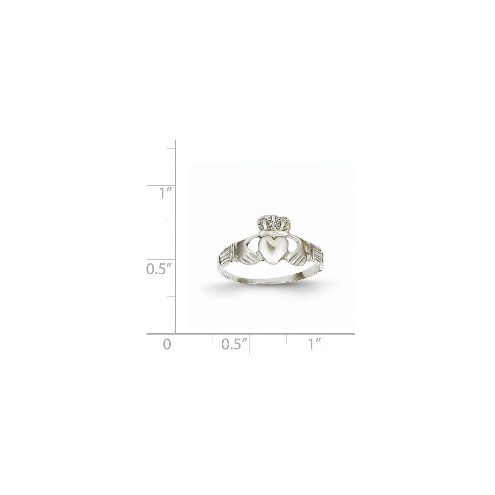 14k White Gold Ladies Claddagh Ring, Size: 6