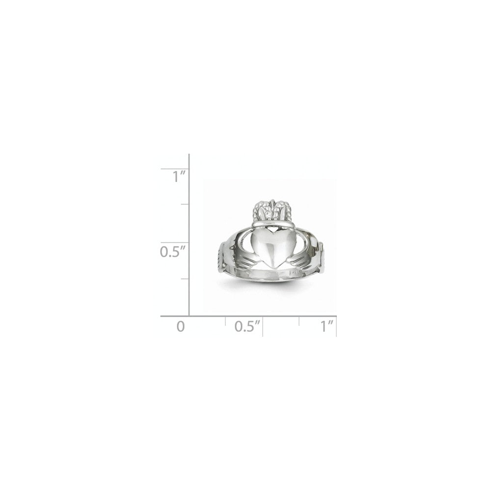 14k White Gold Ladies Claddagh Ring, Size: 5.5