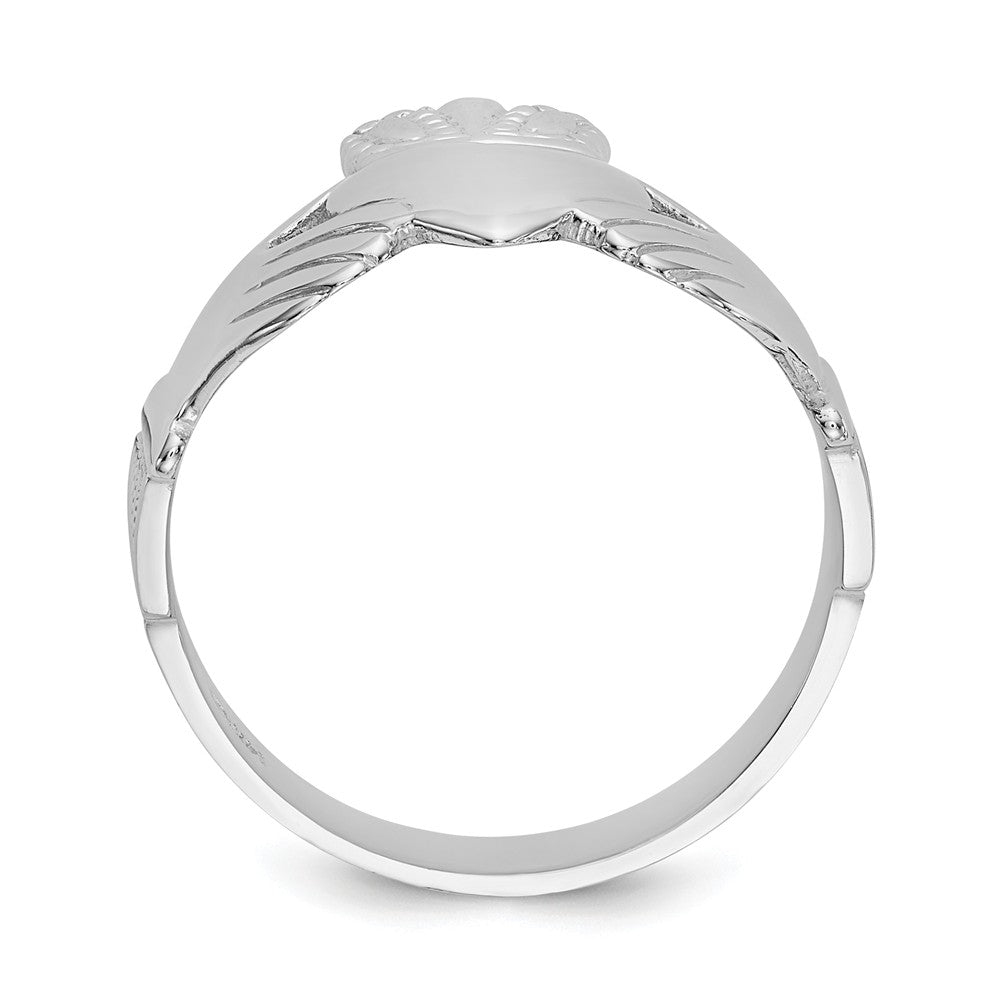 14k White Gold Men's Claddagh Ring, Size: 9