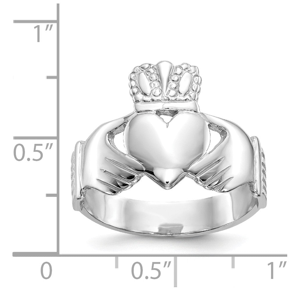 14k White Gold Men's Claddagh Ring, Size: 9