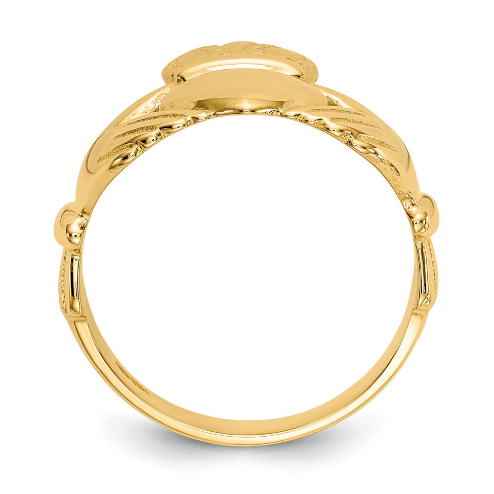 14k Yellow Gold Men's Claddagh Ring, Size: 10