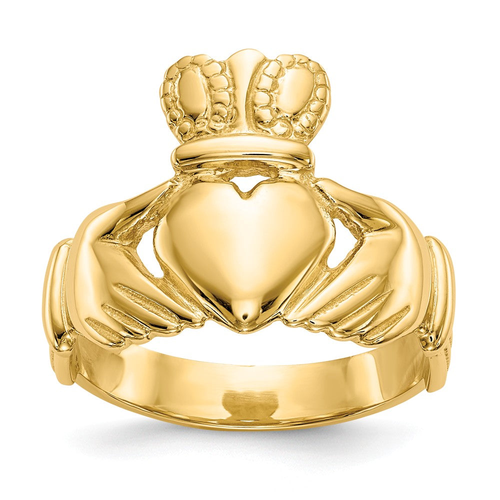 14k Yellow Gold Men's Claddagh Ring, Size: 10