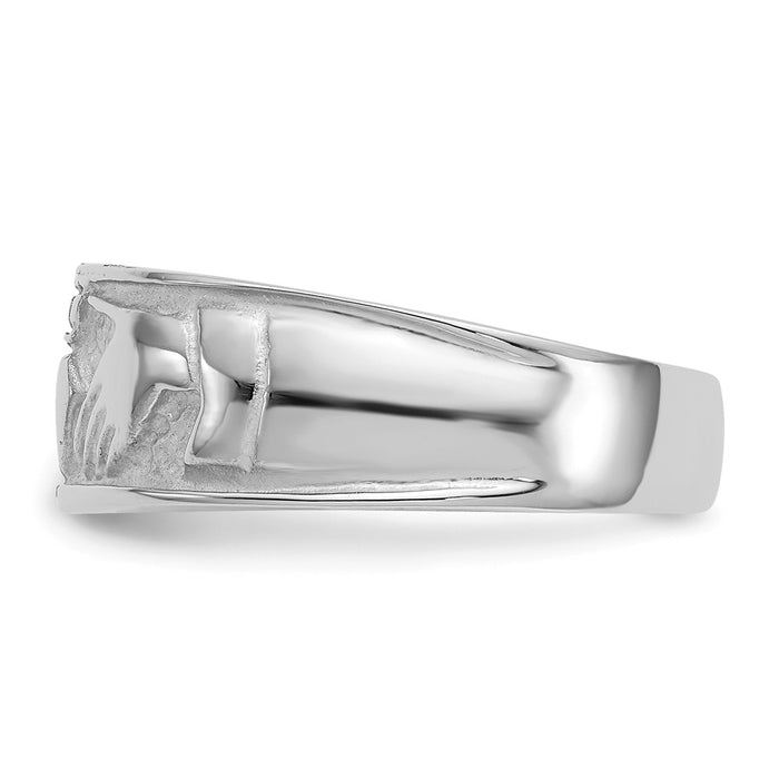 14k White Gold Ladies Claddagh Ring, Size: 6