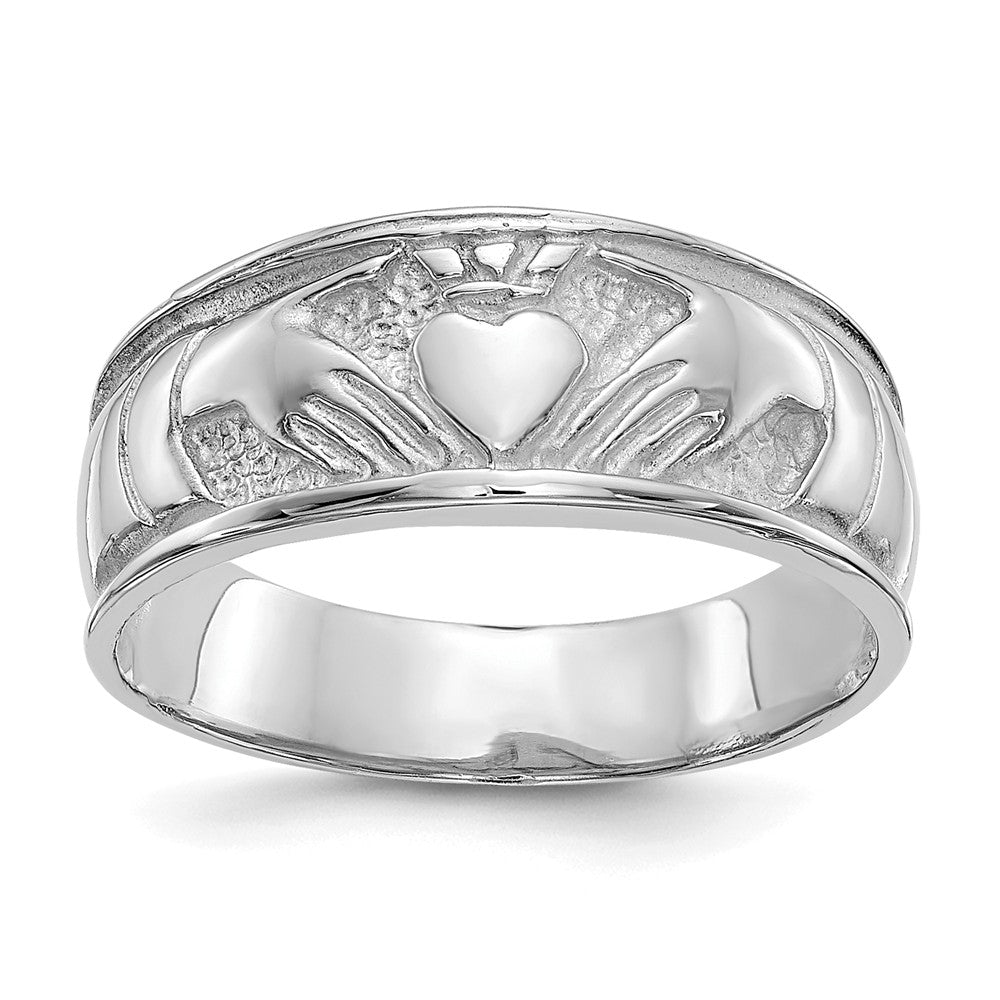 14k White Gold Ladies Claddagh Ring, Size: 6