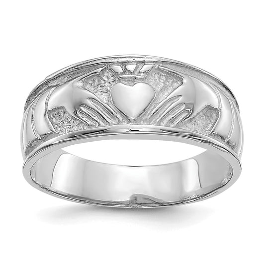 14k White Gold Ladies Claddagh Ring, Size: 6