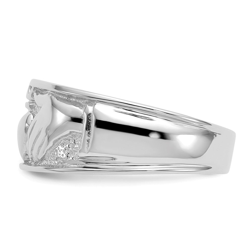 14k White Gold Men's Claddagh Ring, Size: 10