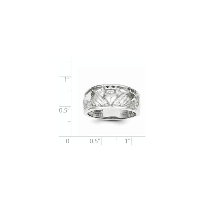 14k White Gold Men's Claddagh Ring, Size: 10