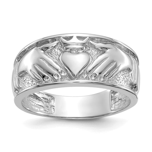 14k White Gold Men's Claddagh Ring, Size: 10