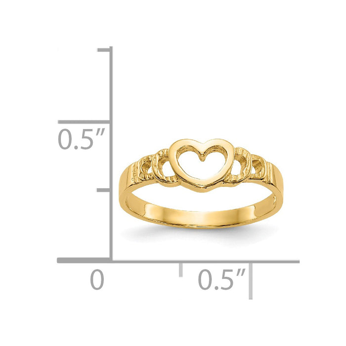 14k Yellow Gold Heart Baby Ring, Size: 3