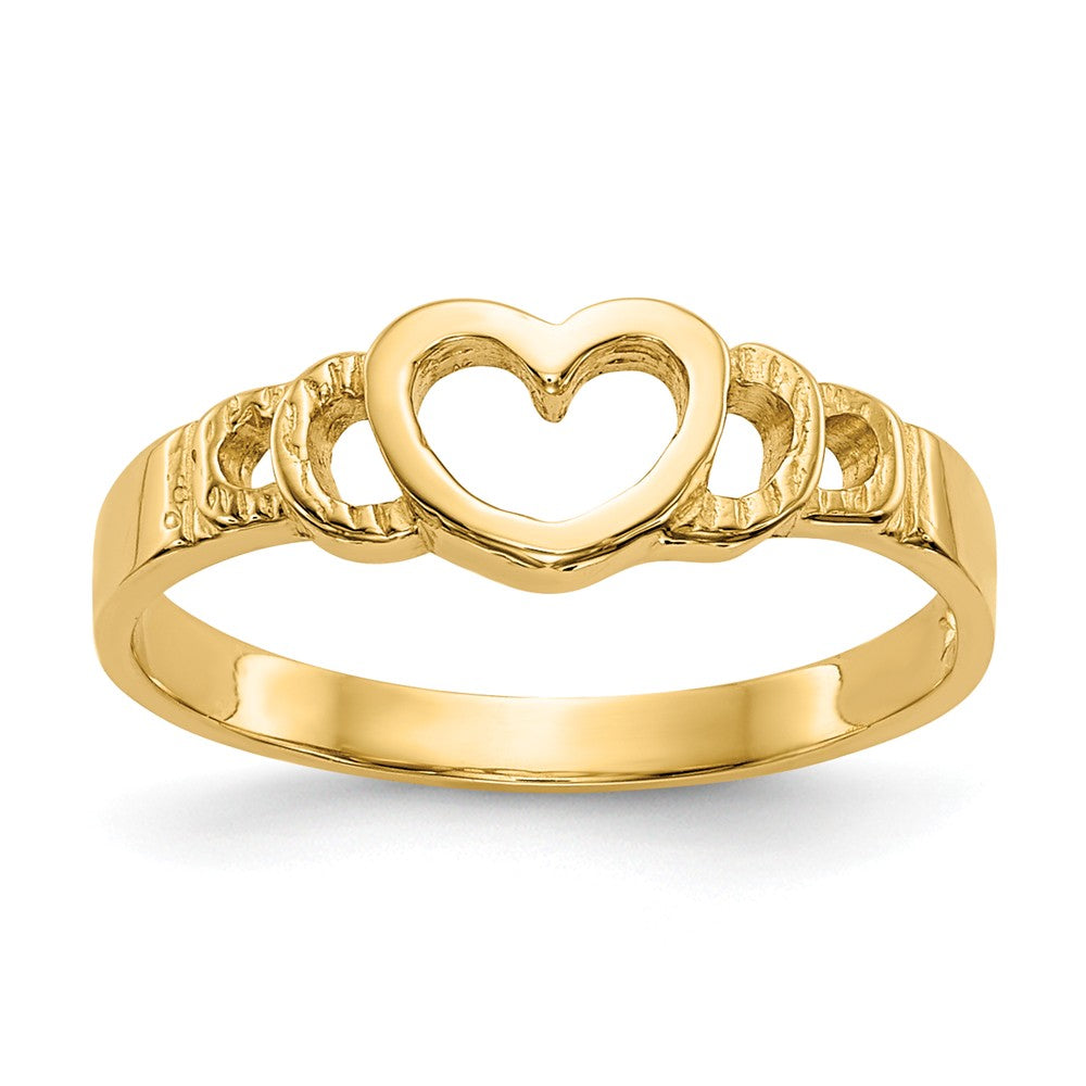14k Yellow Gold Heart Baby Ring, Size: 3