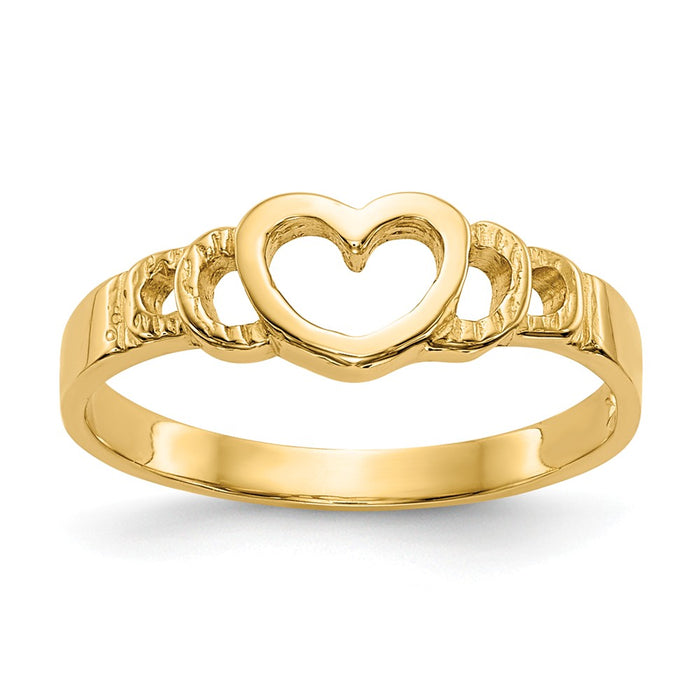 14k Yellow Gold Heart Baby Ring, Size: 3