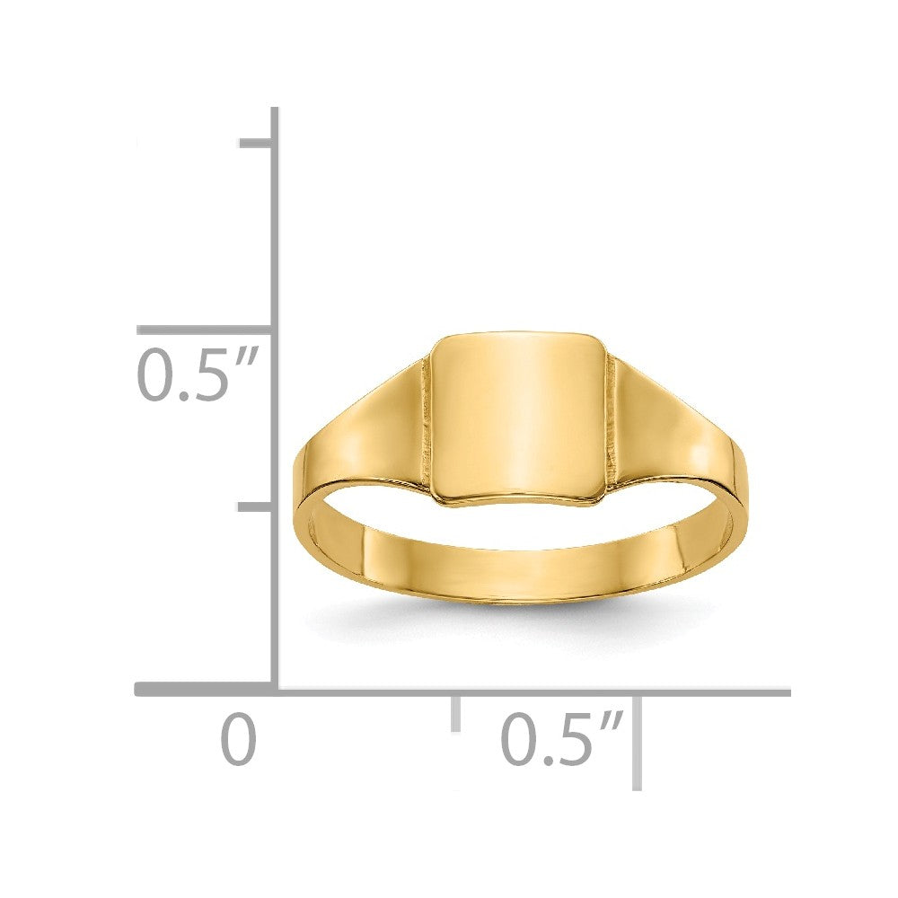 14k Yellow Gold Square Signet Baby Ring, Size: 4
